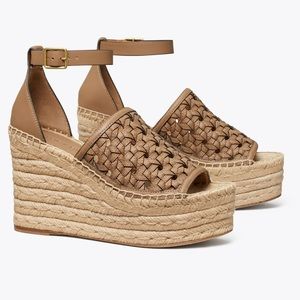 Tory Burch basketweave espadrille wedge sandal New in box